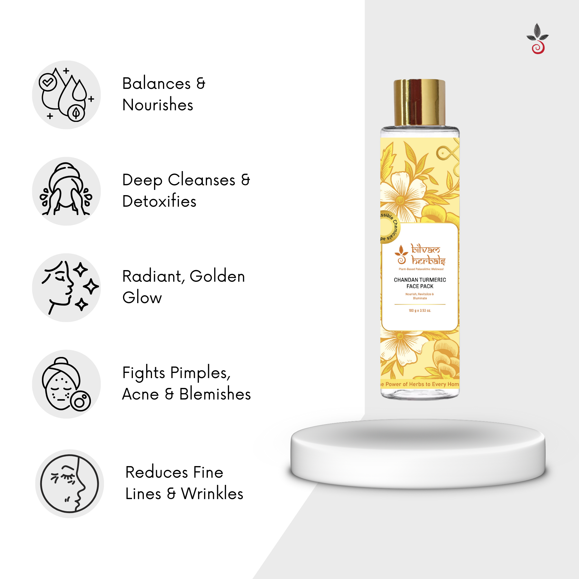 Chandan Turmeric Face Pack - The Ultimate Ayurvedic Glow Secret - 100 g e 3.53 oz. Bilvam Herbals