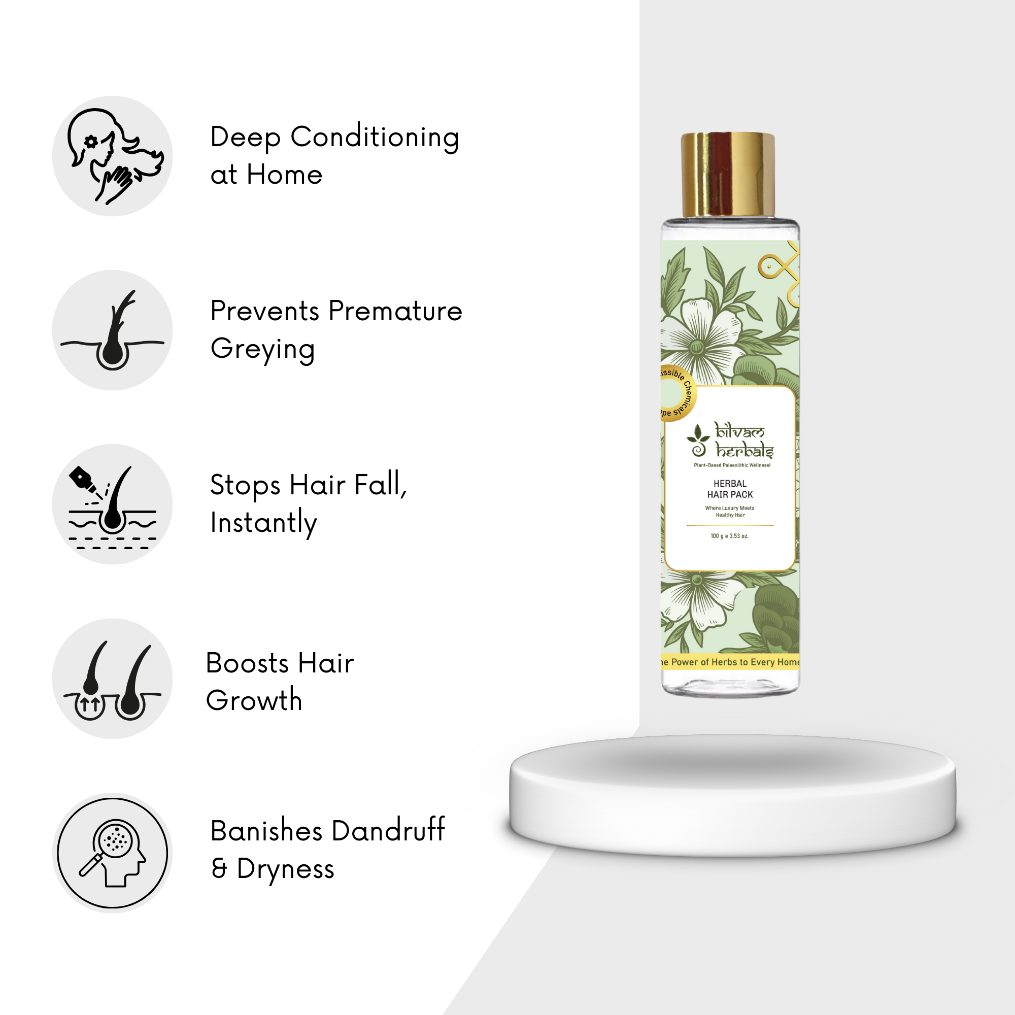 Herbal Hair Pack - Where Luxury Meets Healthy Hair - 100 g e 3.53 oz. Bilvam Herbals