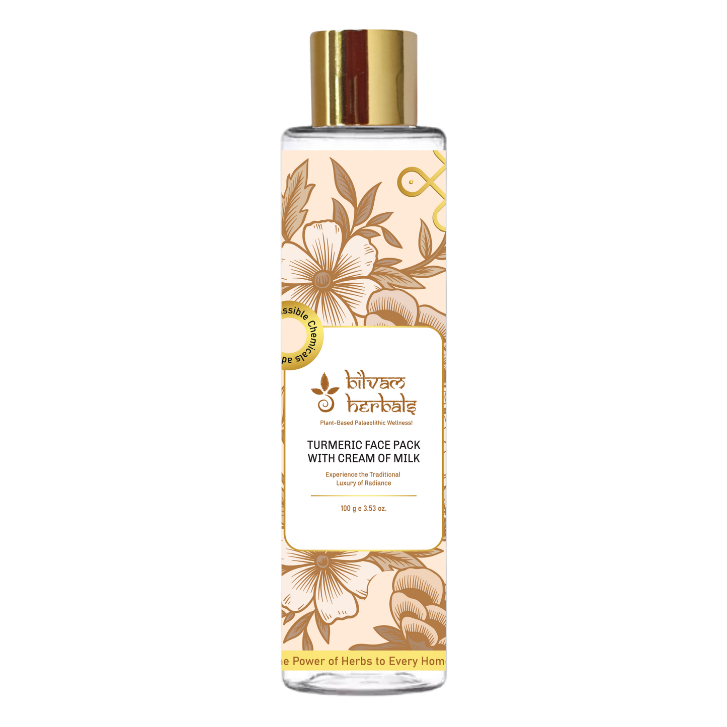 Turmeric Face Pack with Cream of Milk - The Timeless Secret to Glowing, Youthful Skin - 100 g e 3.53 oz. Bilvam Herbals