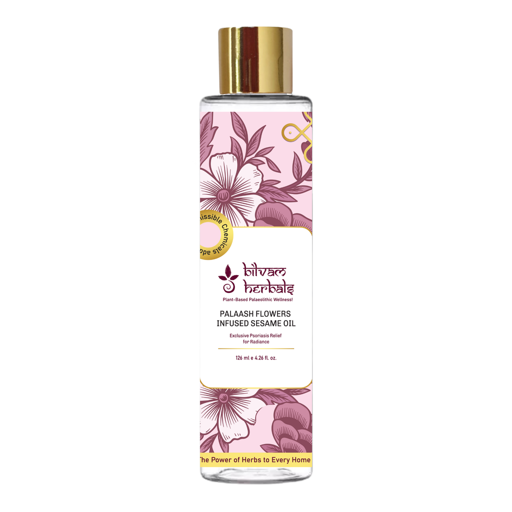 Palaash Flowers infused sesame oil - A Timeless Elixir for Luminous, Ageless Skin Bilvam Herbals