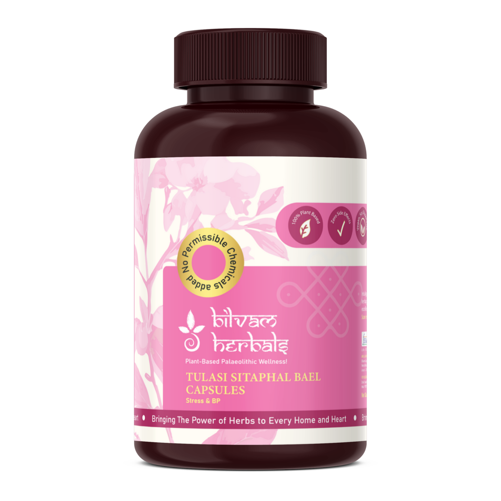 Tulasi Sitaphal Bael Capsules - Find Your Inner Calm, Naturally -  120N Bilvam Jaganmaata Herbals Pvt. Ltd.
