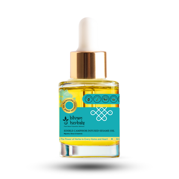 Edible Camphor Infused Sesame Oil - Migraine, Sinus & Insomnia - 30 ml e 1.01 fl. oz.