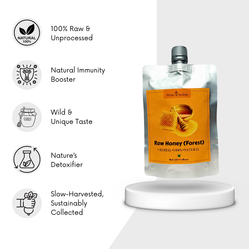 Raw & Unprocessed Forest Honey - Luxury in Every Drop - Pure, Wild, & Naturally Divine Bilvam Herbals