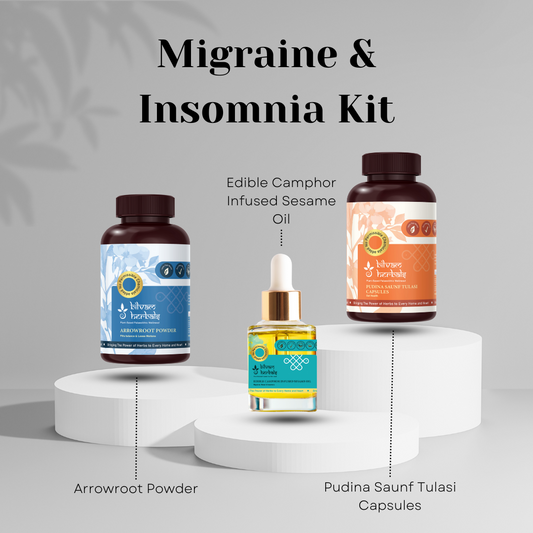 Migraine & Insomnia Kit - Luxury Ayurveda for Headache Relief, Deep Sleep & Digestive Harmony Bilvam Jaganmaata Herbals Pvt. Ltd.