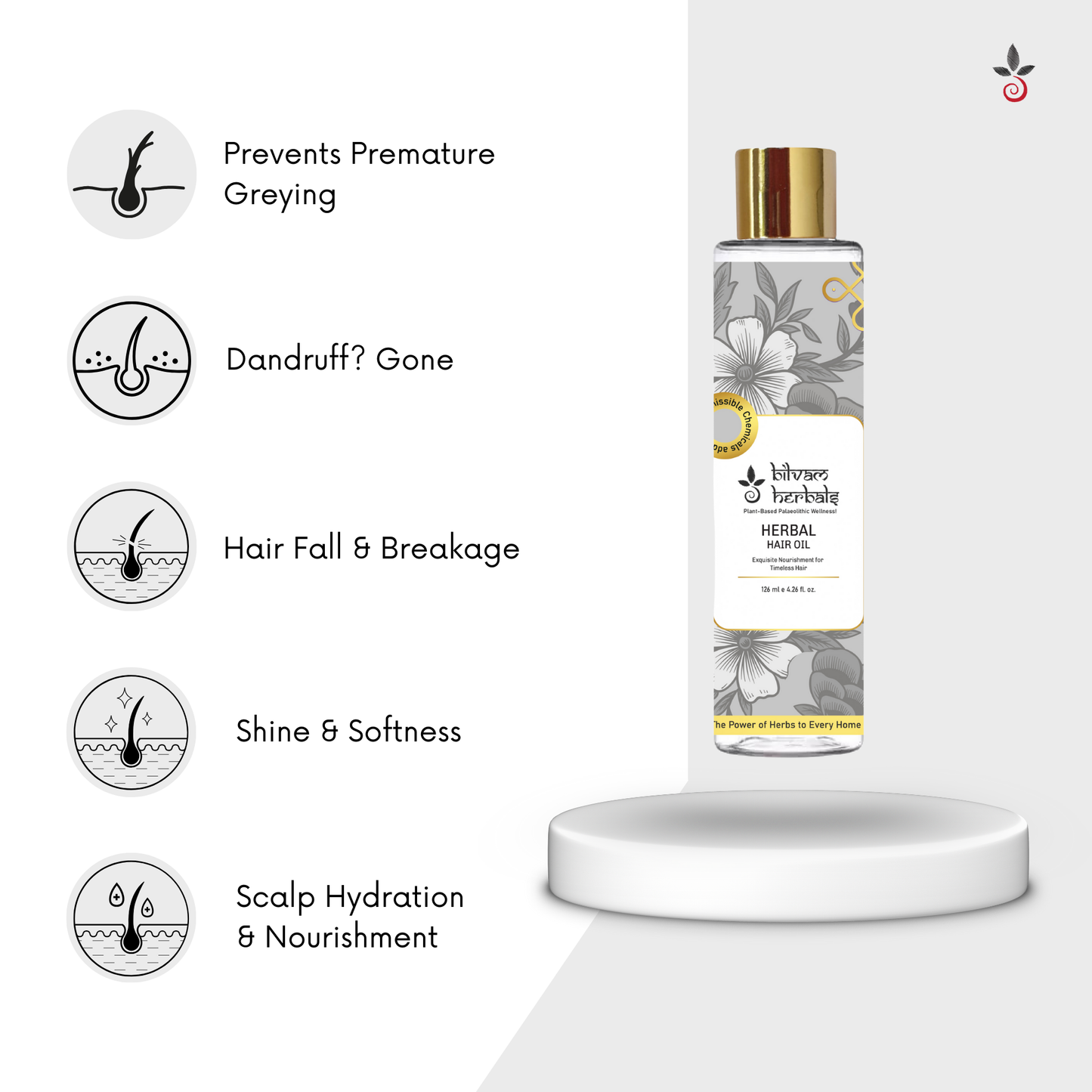 Herbal Hair Oil - Exquisite Nourishment for Timeless Hair - 120 ml e 4.06 fl. oz. Bilvam Jaganmaata Herbals Pvt. Ltd.