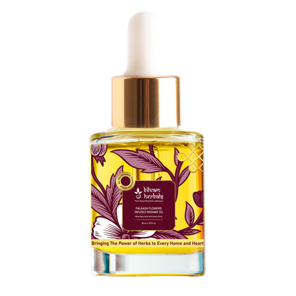Palaash Flowers infused sesame oil - A Timeless Elixir for Luminous, Ageless Skin Bilvam Herbals