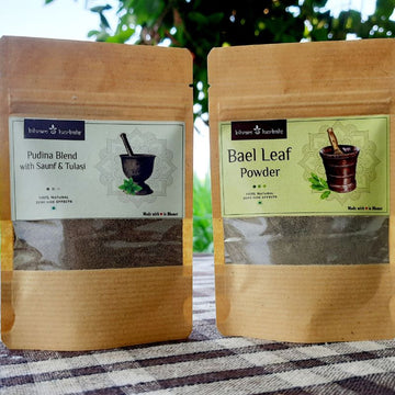 Stomach Care Kit | Pudina Blend with Saunf and Tulasi | Bael Leaf Powder | 100g each