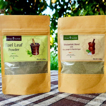 Weight Loss Kit | Bael Leaf Powder | Bhuiamlaki Blend with Dry Ginger and Harshringar | 100g each
